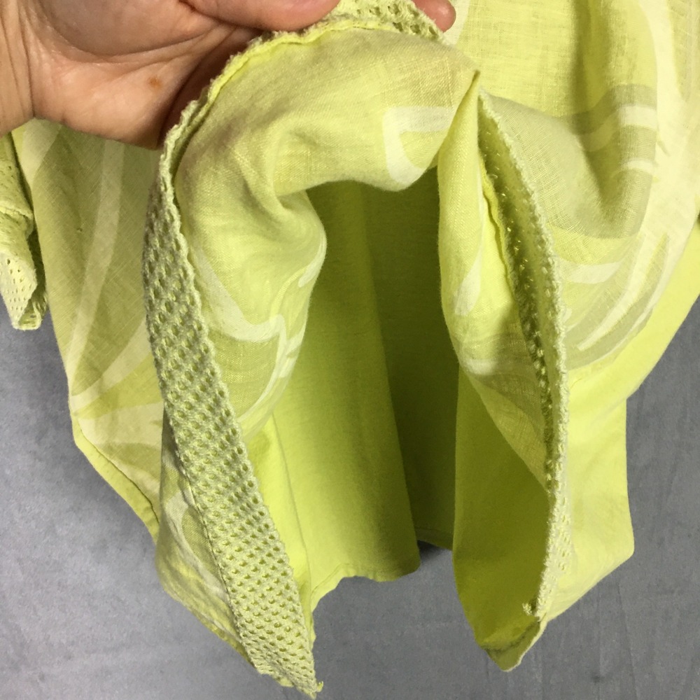 Bella Amore Italy Yellow Green Abstract Top One Size Mesh Oversized Blouse Boxy - Picture 16 of 16